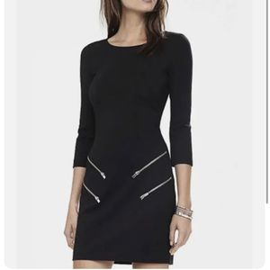 Express Black 3/4 Sleeve Zipper Dress
